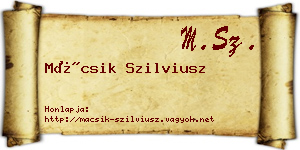 Mácsik Szilviusz névjegykártya