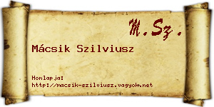 Mácsik Szilviusz névjegykártya